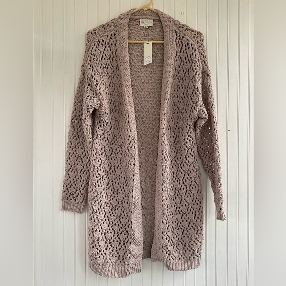 Francesca's Jun & Ivy Tan Cassie Long Sleeve Open Front Cardigan Size XS, NWT - Picture 2 of 8